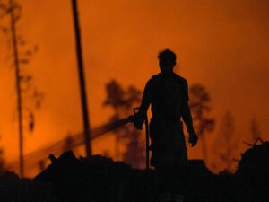 Brandmän allvarligt skadade vid tysk storbrand